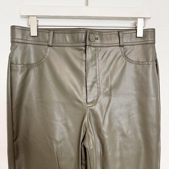 Zara Faux Leather Pants Green Size Large - Picture 4 of 12
